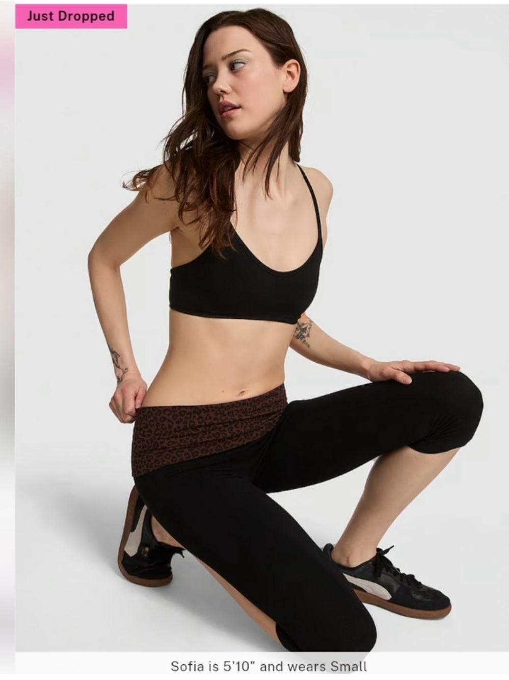 PINK All Day Cotton Foldover Capri Leggings